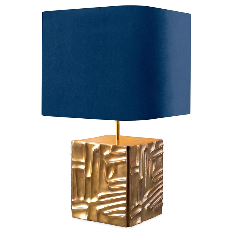 Настольная лампа Eichholtz Table Lamp Oregon Blue Velvet Синий Латунь в Новосибирске | Loft Concept 