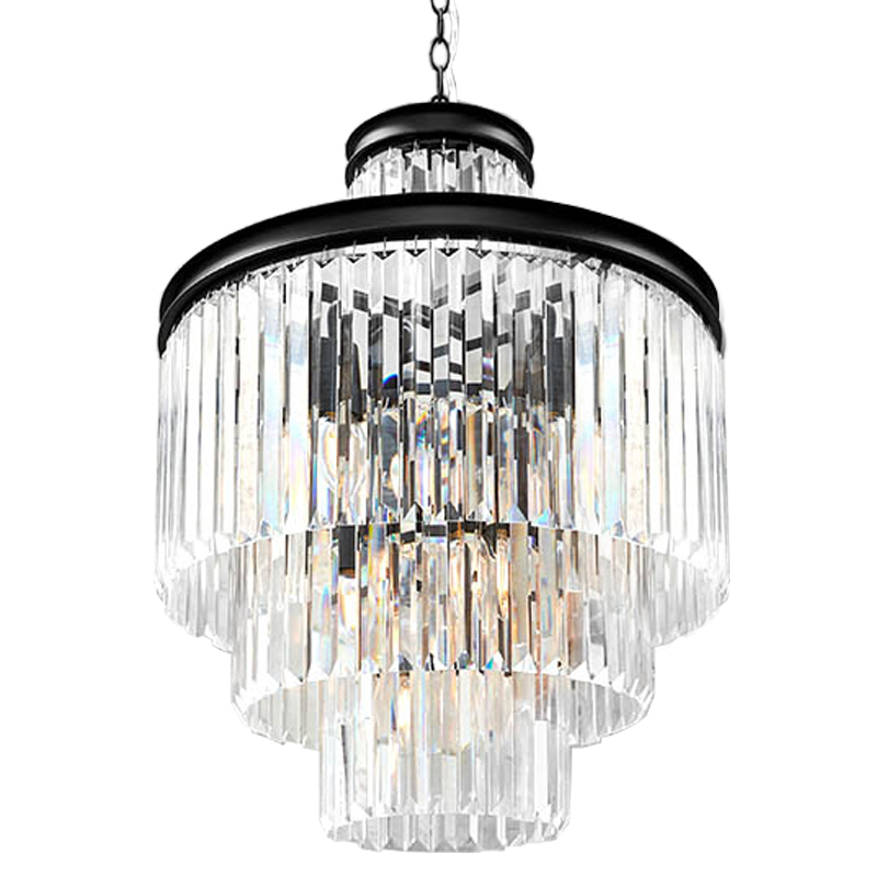 Люстра RH Odeon Chandelier Four Black 50 Прозрачное Стекло Черный в Новосибирске | Loft Concept 