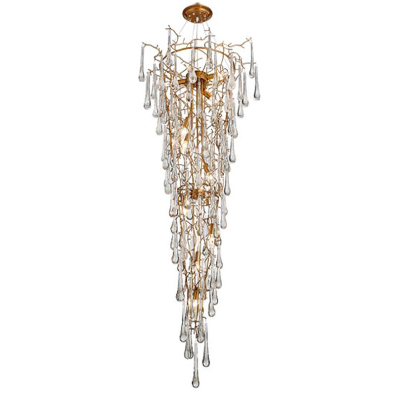 Люстра Waterfall Chandelier Crystal Drops Золотой Прозрачный в Новосибирске | Loft Concept 