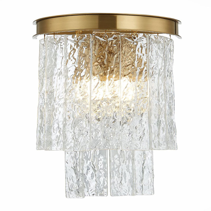 Бра Renea Textured Glass Wall Lamp Brass Латунь Прозрачное Стекло в Новосибирске | Loft Concept 