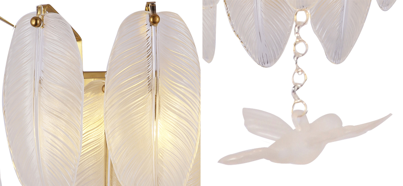 Бра с перьями из полупрозрачного стекла Songbirds - фото