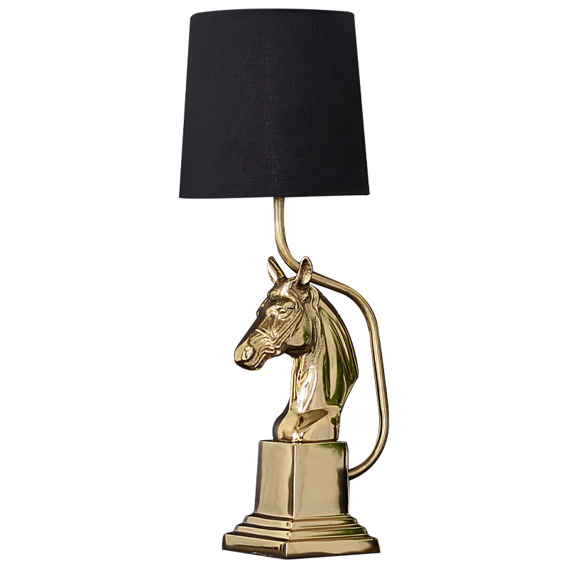 Настольная лампа с абажуром Lampshade Horse Sculpture Gold Черный Глянцевое золото в Новосибирске | Loft Concept 