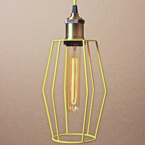 Подвесной светильник Wire Cage Pendant Spauk Yellow Желтый в Новосибирске | Loft Concept 