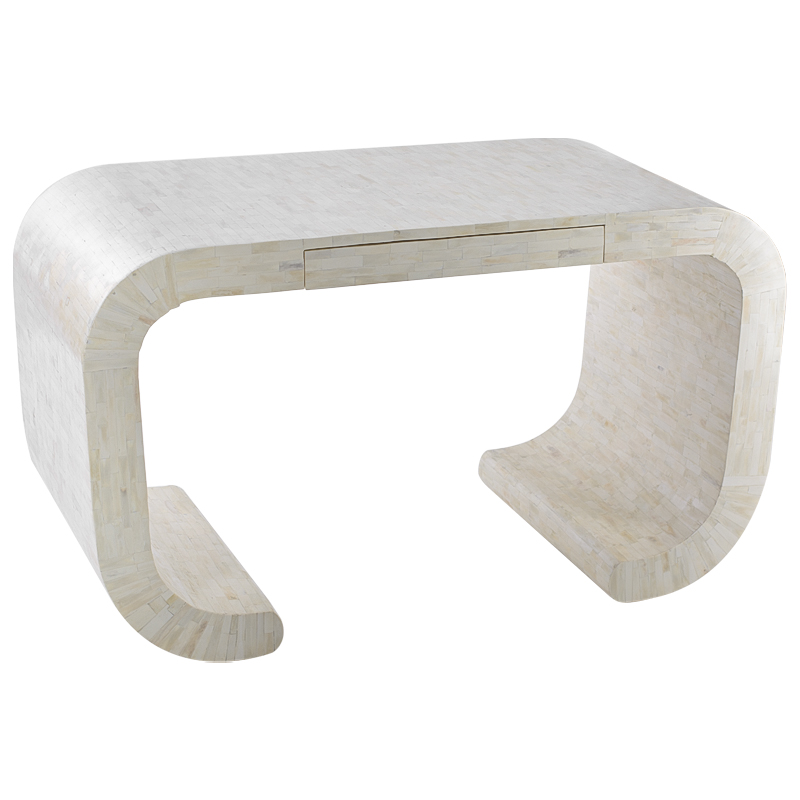 Стол рабочий Bone Inlay Table white Белый Бежевый в Новосибирске | Loft Concept 