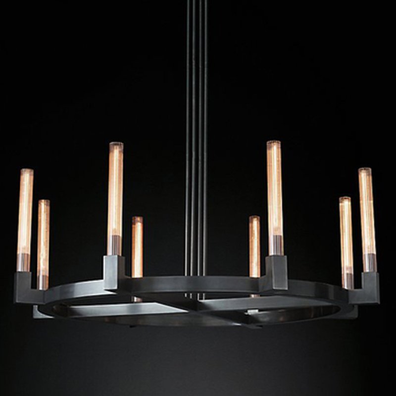 Люстра RH CANELLE Round Chandelier 8 Modern Black Черный в Новосибирске | Loft Concept 