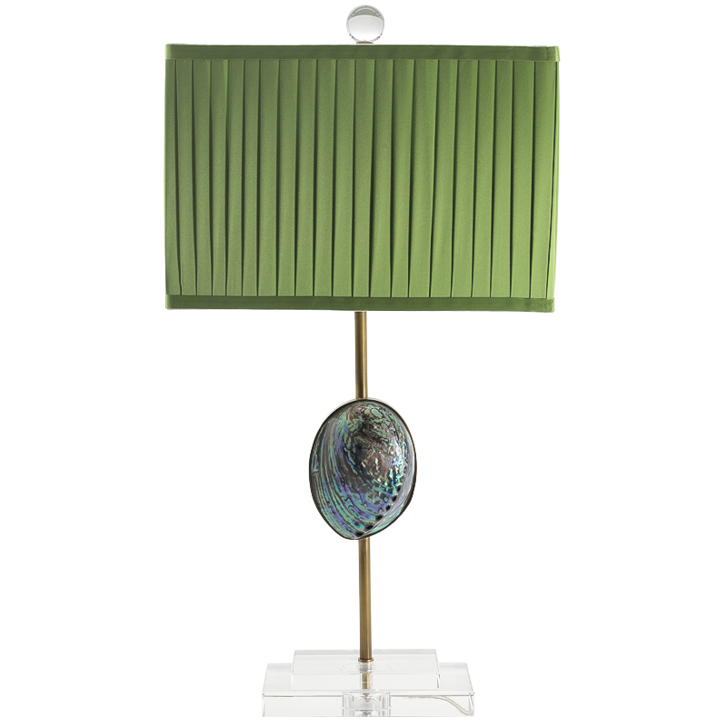 Настольная лампа с абажуром Green Semiprecious Stone Table Lamp Зеленый Прозрачное Стекло Латунь Перламутровый в Новосибирске | Loft Concept 