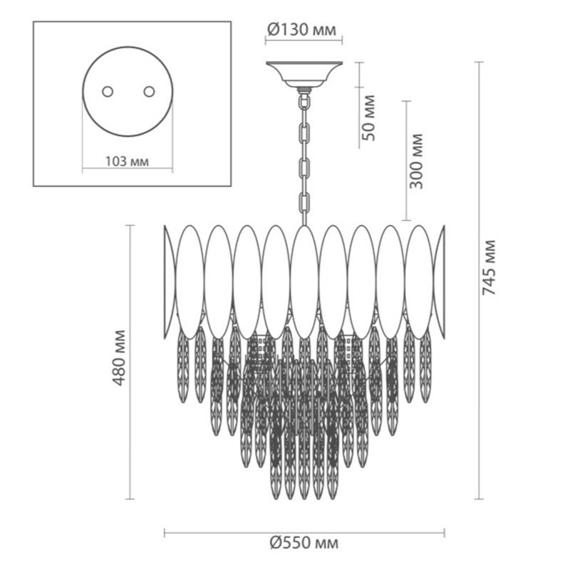 Люстра KEBO KING CHANDELIER four cascades D 55 в Новосибирске