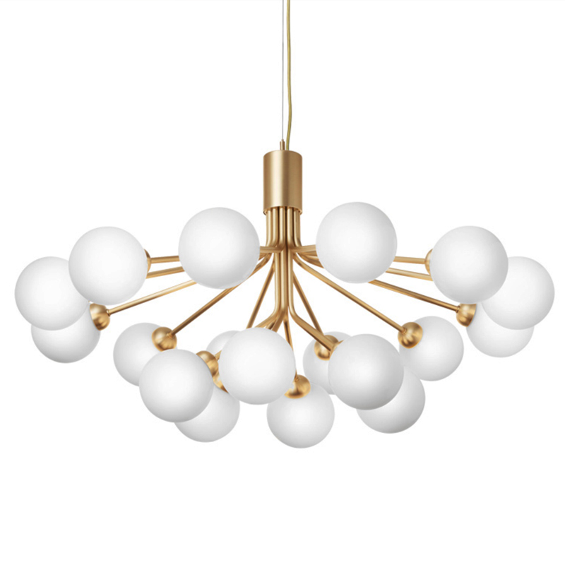 Люстра Berries Chandelier White Balloons Gold 18 Золотой Белое матовое стекло в Новосибирске | Loft Concept 