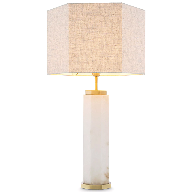 Настольная лампа Eichholtz Table Lamp Newman Alabaster Латунь Серый Белый в Новосибирске | Loft Concept 