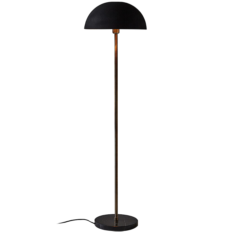 Торшер Riverside Floor Lamp Black Черный Черный Мрамор Nero Латунь в Новосибирске | Loft Concept 