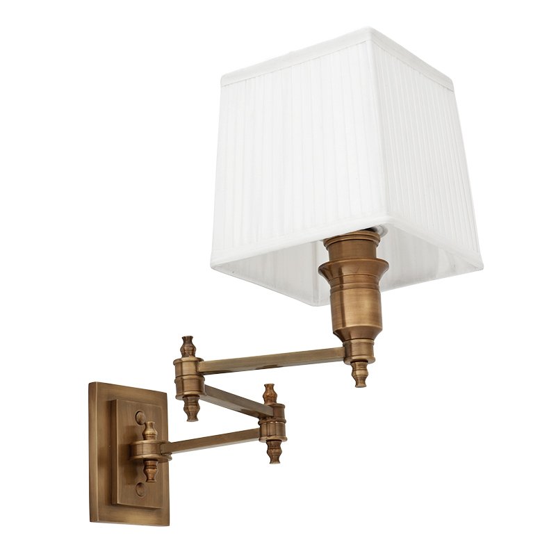 Бра Wall Lamp Lexington Swing Brass+White Латунь Античная полированная Белый в Новосибирске | Loft Concept 