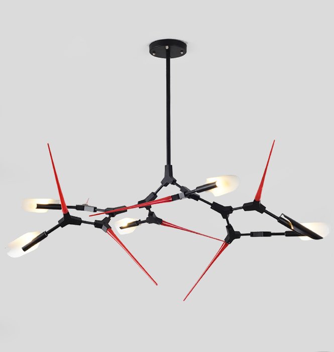 Люстра Red Spikes Chandelier 6 Черный Красный в Новосибирске | Loft Concept 