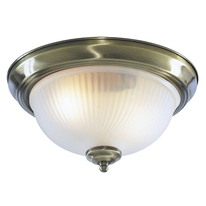 Потолочный светильник Flush Mount Ceiling Light antic milky glass Латунь Античная полированная Молочный в Новосибирске | Loft Concept 