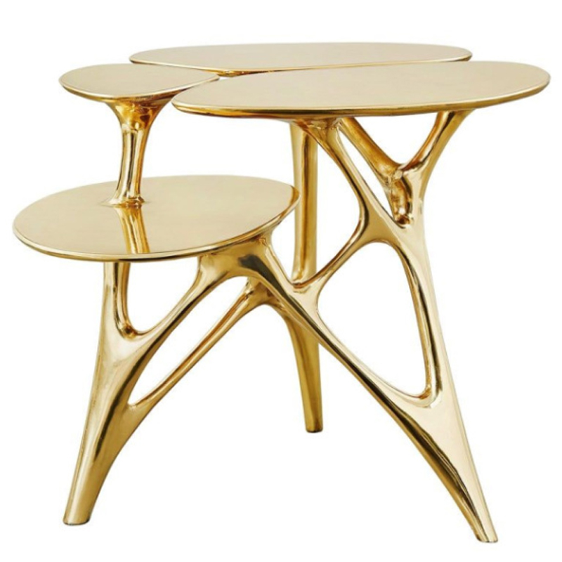 Дизайнерский приставной столик Lotus Small Side Table or End Table Brass by Zhipeng Tan Золотой в Новосибирске | Loft Concept 