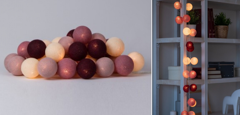 Гирлянда хлопковые фонарики Сotton Ball Rosegarden - Loft-Concept в Новосибирске