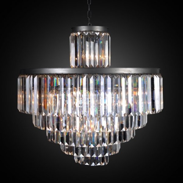 Люстра RH 1920s Odeon Clear Glass Fringe Chandelier - 6 rings Черный в Новосибирске | Loft Concept 