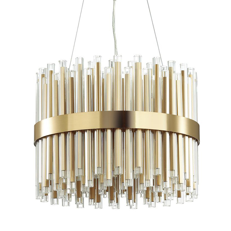 Люстра Gladwin Round Glass Tubes Chandelier Золотой Прозрачный в Новосибирске | Loft Concept 