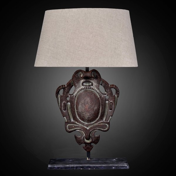 Настольная лампа RH Parisian Iron Shield Table Lamp Коричневый в Новосибирске | Loft Concept 