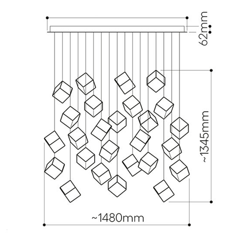 Люстра Pyrite Chrome 26 Rectangle в Новосибирске