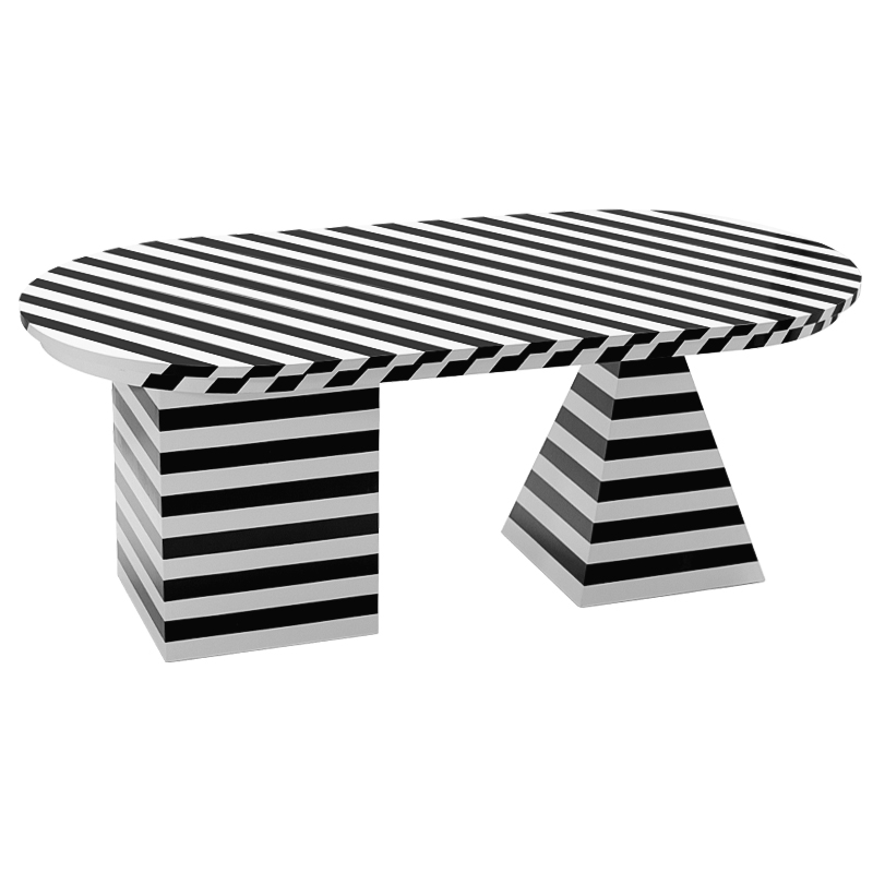 Обеденный стол Dining Table Striped Geometry Черно-белый в Новосибирске | Loft Concept 