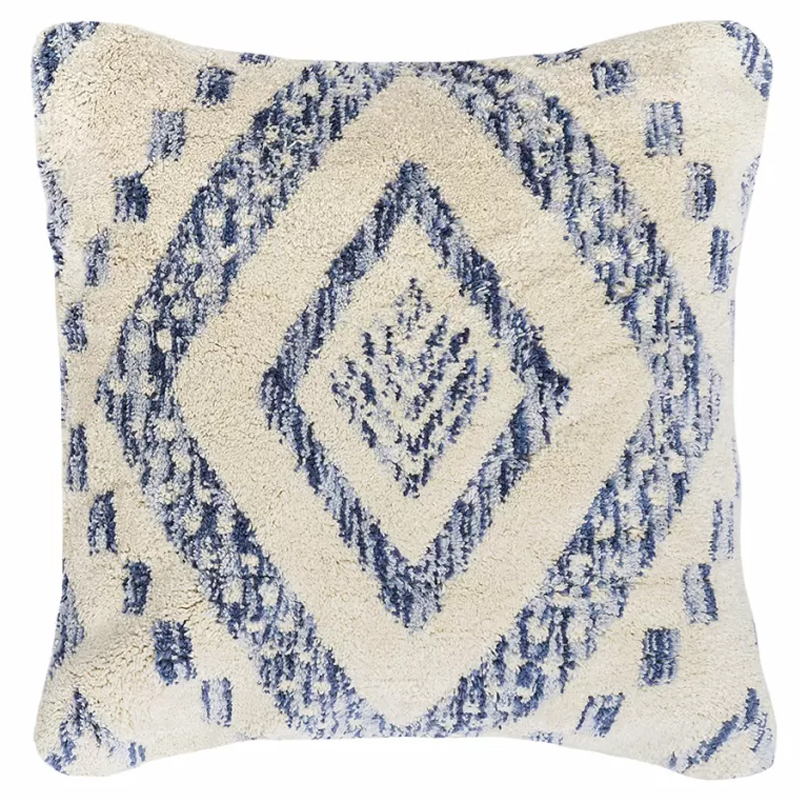 Чехол на подушку с узором в этно-стиле Blue Ikat Синий Бежевый Чехол на подушку с узором в этно-стиле Blue Ikat Синий Бежевый в Новосибирске | Loft Concept