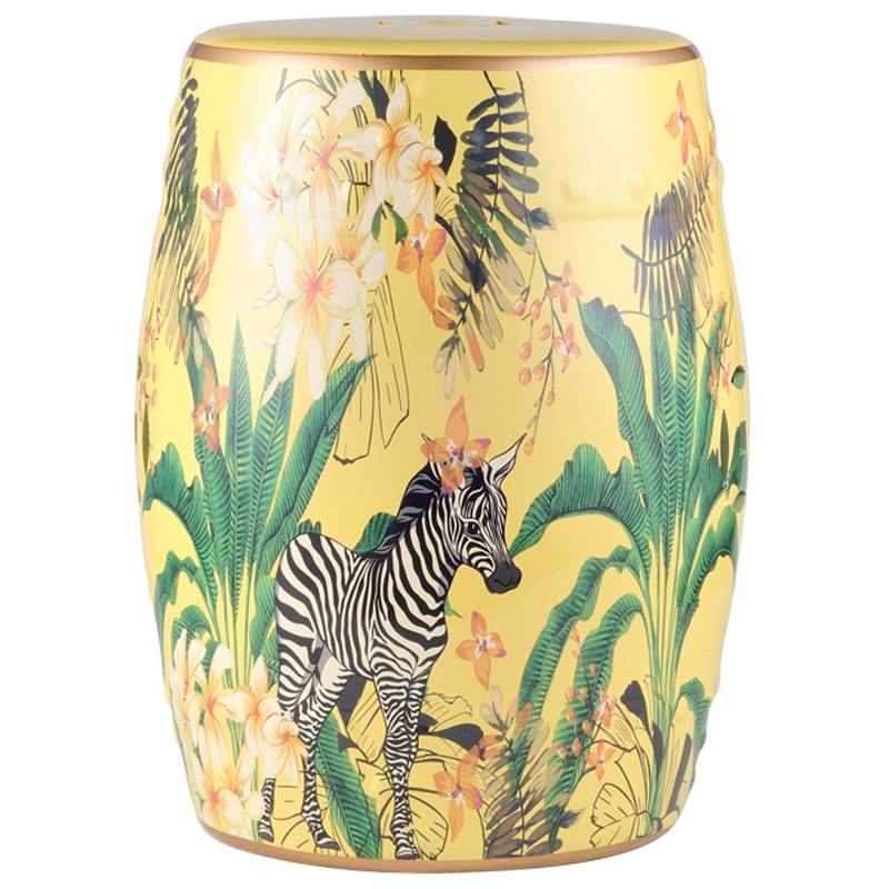 Керамический табурет Zebra Tropical Animal Ceramic Stool Yellow Желтый Черно-белый Зеленый в Новосибирске | Loft Concept 