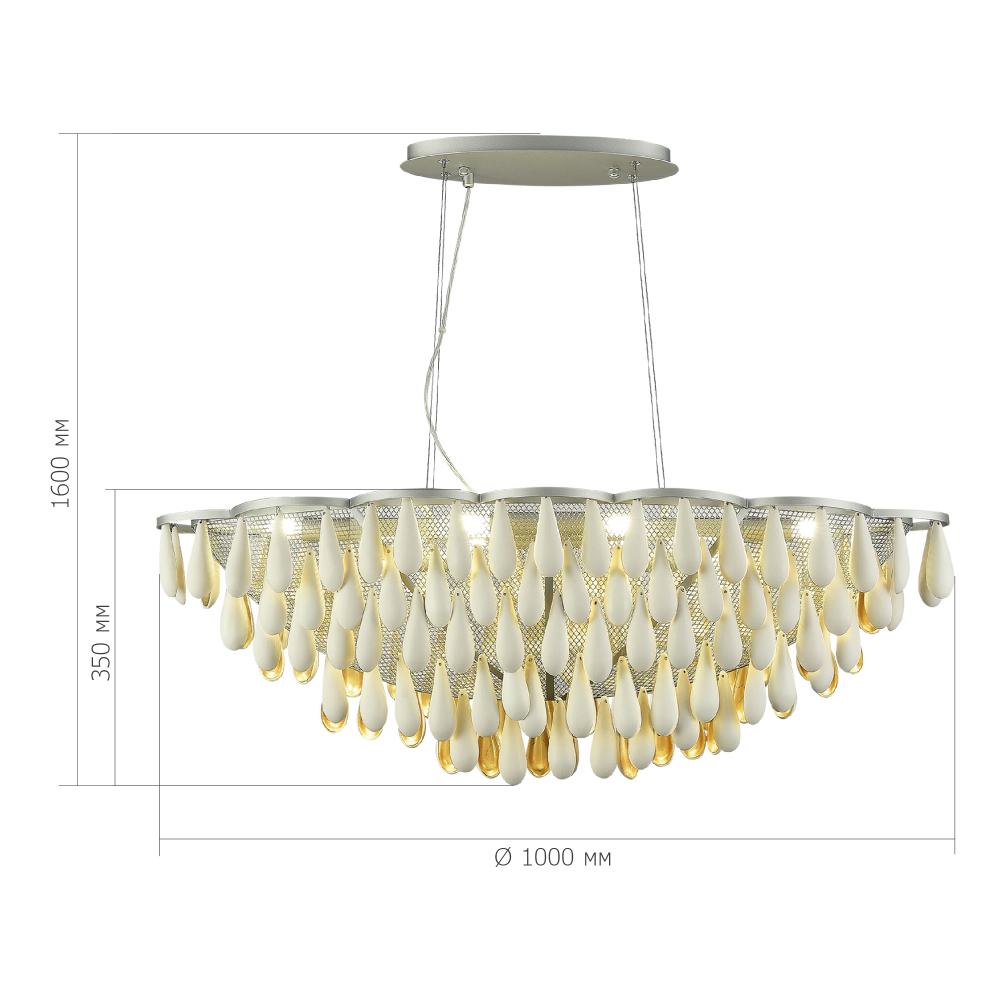 Люстра с подвесками в форме капель на серебристом каркасе Raindrop в Новосибирске