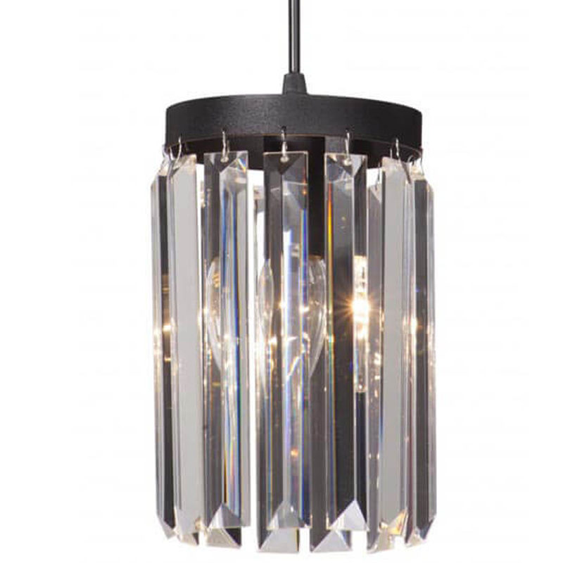 Светильник ODEON CLEAR GLASS Pendant lamp Прозрачное Стекло D 12 Черный матовый Прозрачное Стекло в Новосибирске | Loft Concept 