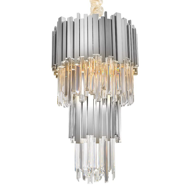 Люстра многоярусная Luxxu Modern Cascade Chandelier Silver Metal Glass 35 Прозрачное Стекло Серебряный в Новосибирске | Loft Concept 