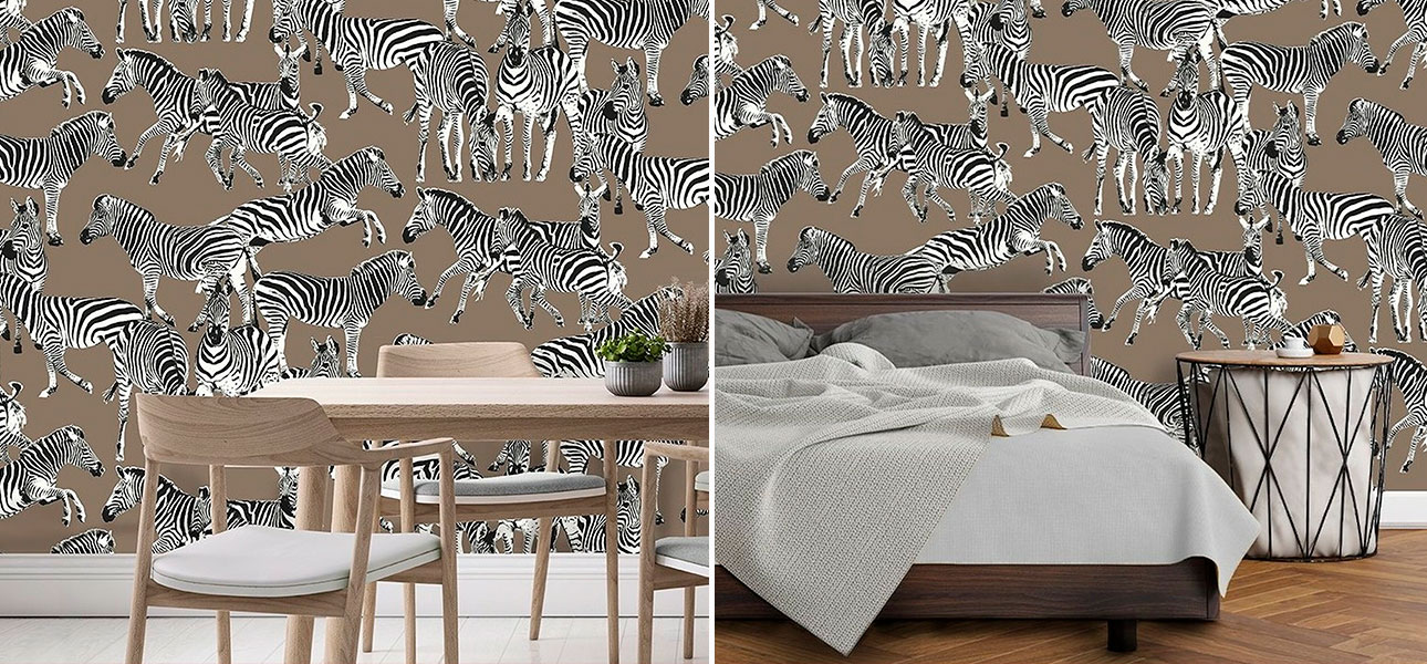 Обои ручная роспись Zebras Chocolate Mousse - фото