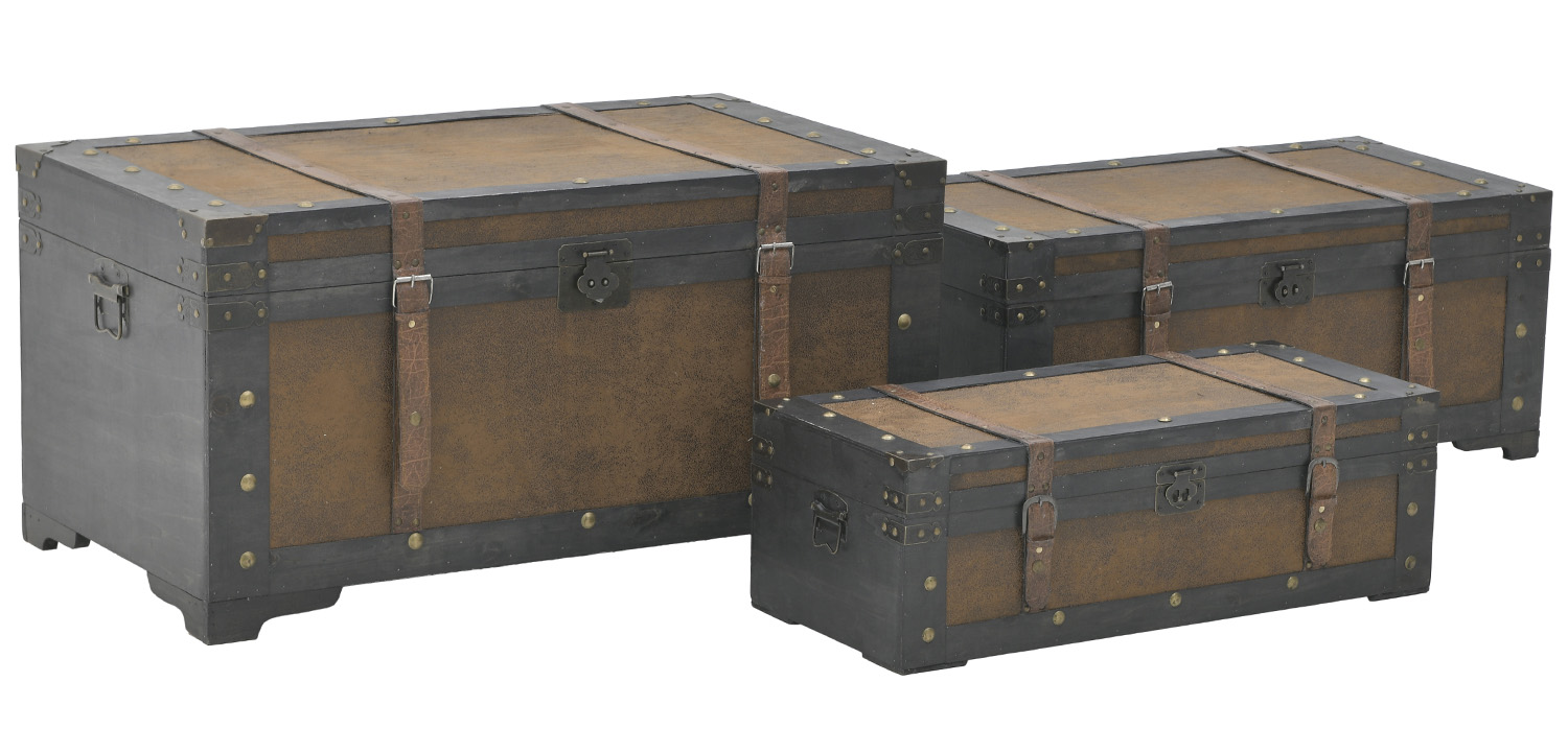 Деревянные сундуки набор из 3-х штук Dark Wood Chest - фото №1