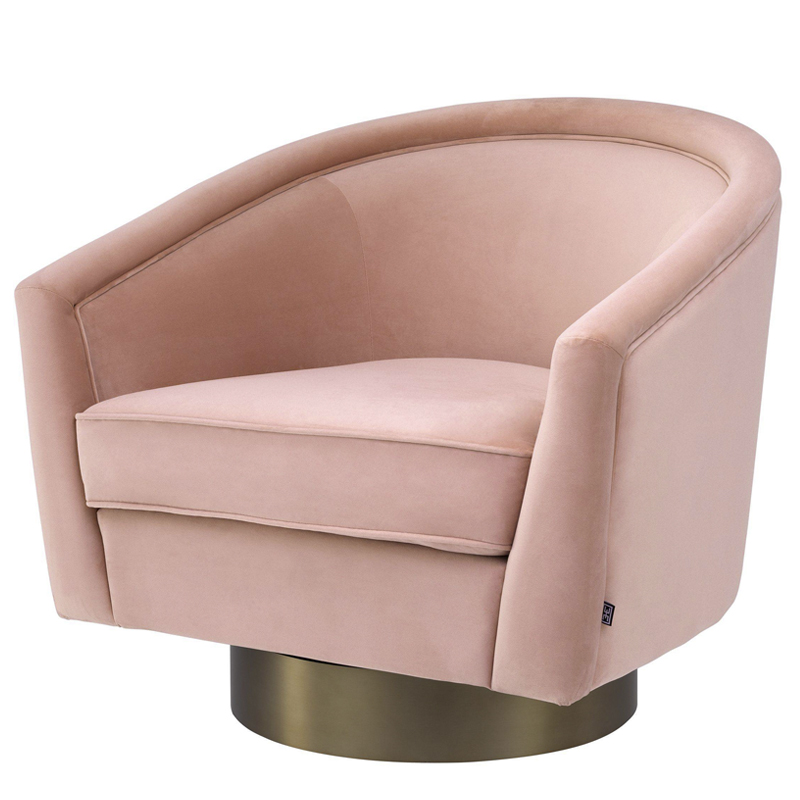 Кресло Eichholtz Swivel Chair Catene nude Розовый пастельный матовое золото в Новосибирске | Loft Concept 