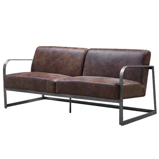 Диван INDIO METAL leather SOFA Коричневый в Новосибирске | Loft Concept 