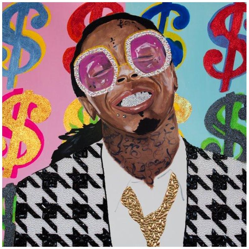 Картина Lil Wayne with Money Background, And Houndstooth Jacket Мульти в Новосибирске | Loft Concept 