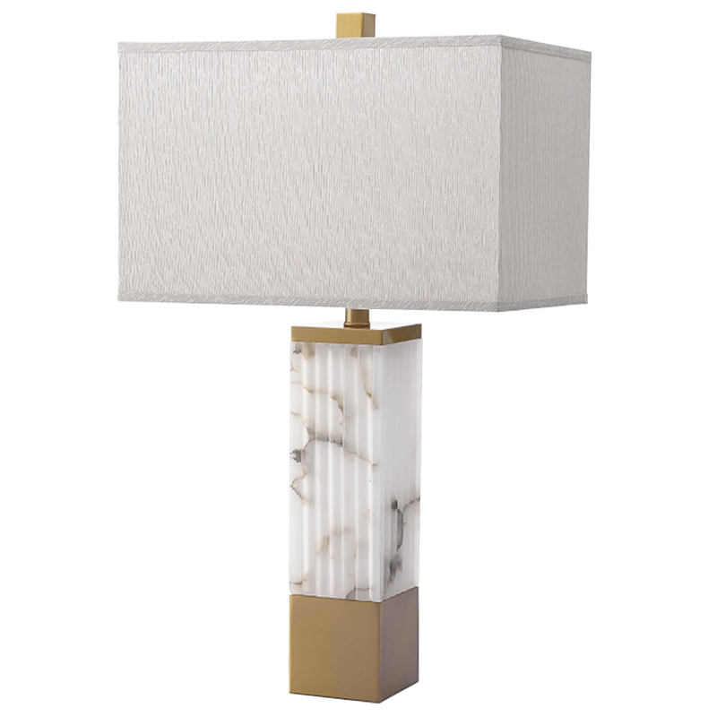 Настольная лампа Blanchefleur Marble Table Lamp Белый Мрамор Bianco Серый Латунь в Новосибирске | Loft Concept 