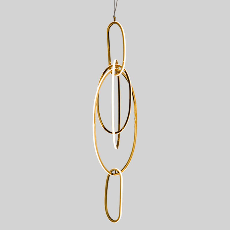 Люстра Vertical Gold Oval Rings Chandelier Золотой в Новосибирске | Loft Concept 