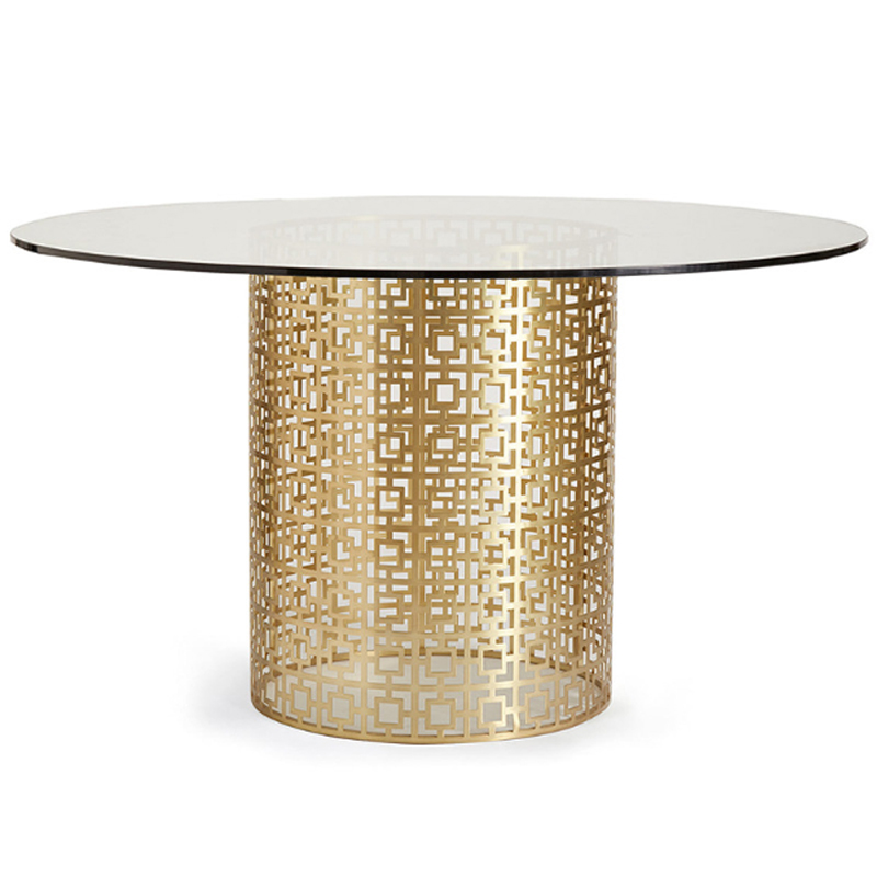 Обеденный стол Jonathan Adler Nixon Dining Table столешница Стекло Золотой Прозрачный в Новосибирске | Loft Concept 