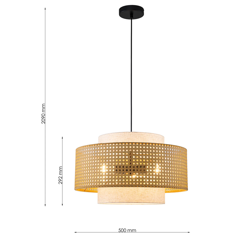 Подвесной светильник с декоративным поясом из плетеного бамбука Biuloggicu в Новосибирске