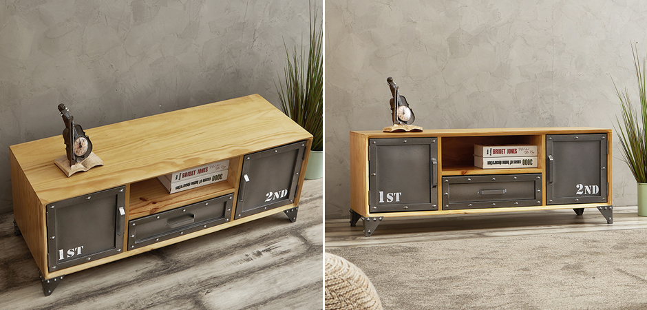 ТВ-тумба Loft Metal and Wood Double - Loft-Concept в Новосибирске