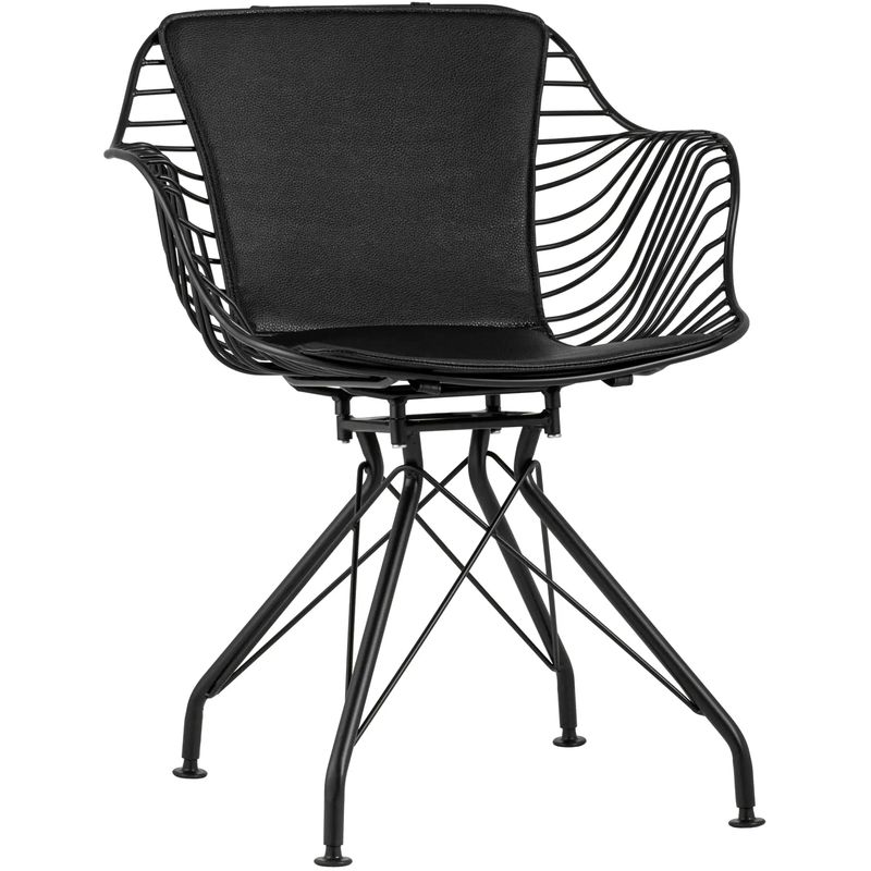 Стул Bertoia с подлокотником Chair Black metal Черный в Новосибирске | Loft Concept 