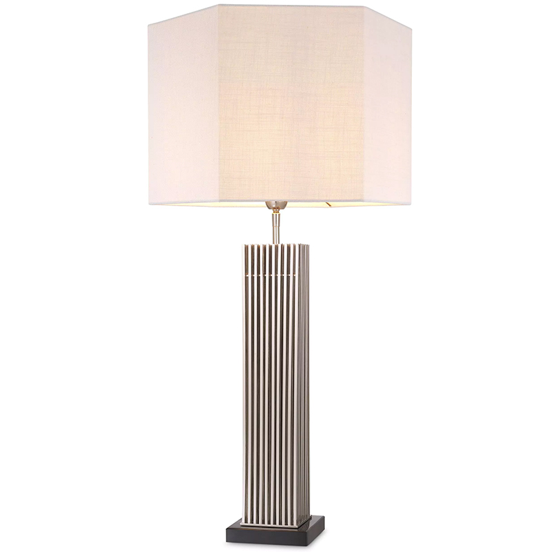 Настольная лампа Eichholtz Table Lamp Viggo Nickel Белый Никель Черный Мрамор Nero в Новосибирске | Loft Concept 