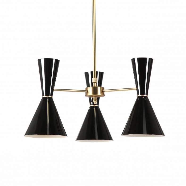 Люстра CAIRO Chandelier 3 Arm black Черный Латунь в Новосибирске | Loft Concept 