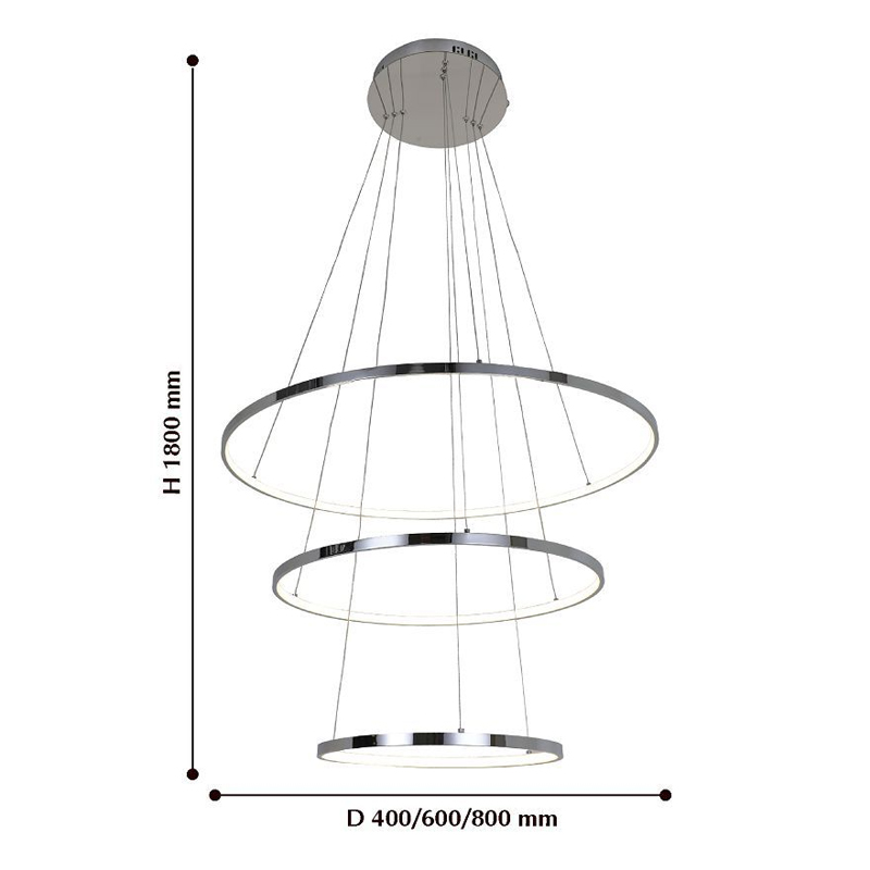Кольцевая люстра цвета хром из трех колец в Новосибирске