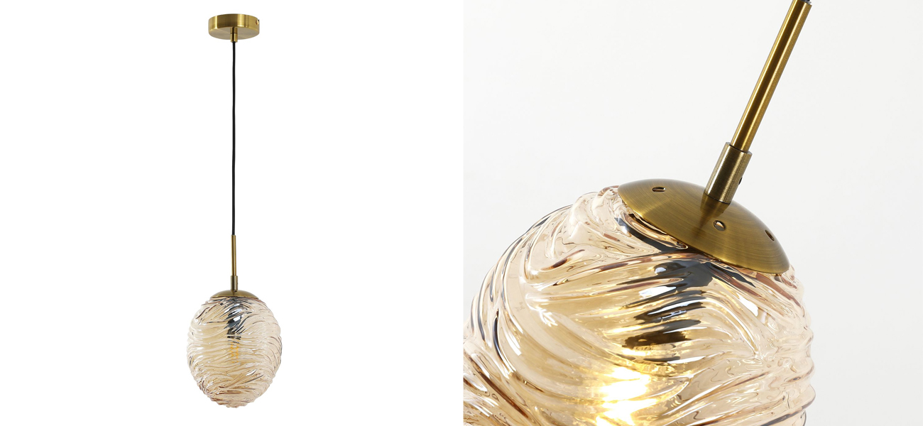 Подвесной светильник с плафоном янтарного цвета Perforated Glass - фото