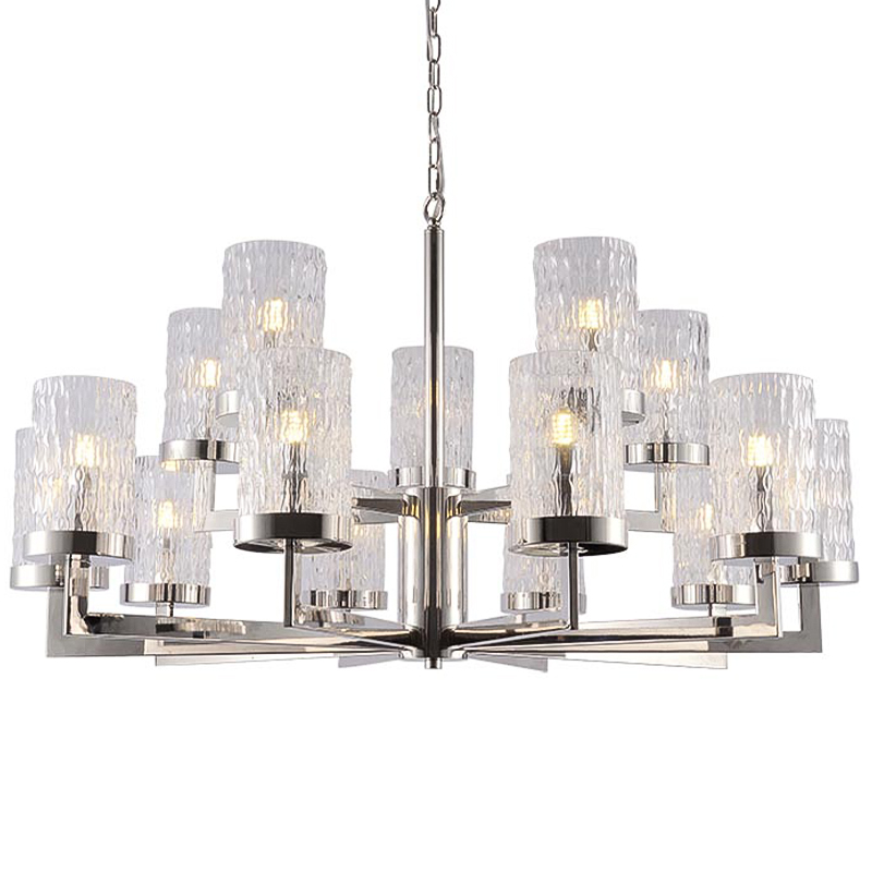 Люстра Estebe Glass Nickel Chandelier 14 Прозрачный Никель в Новосибирске | Loft Concept 