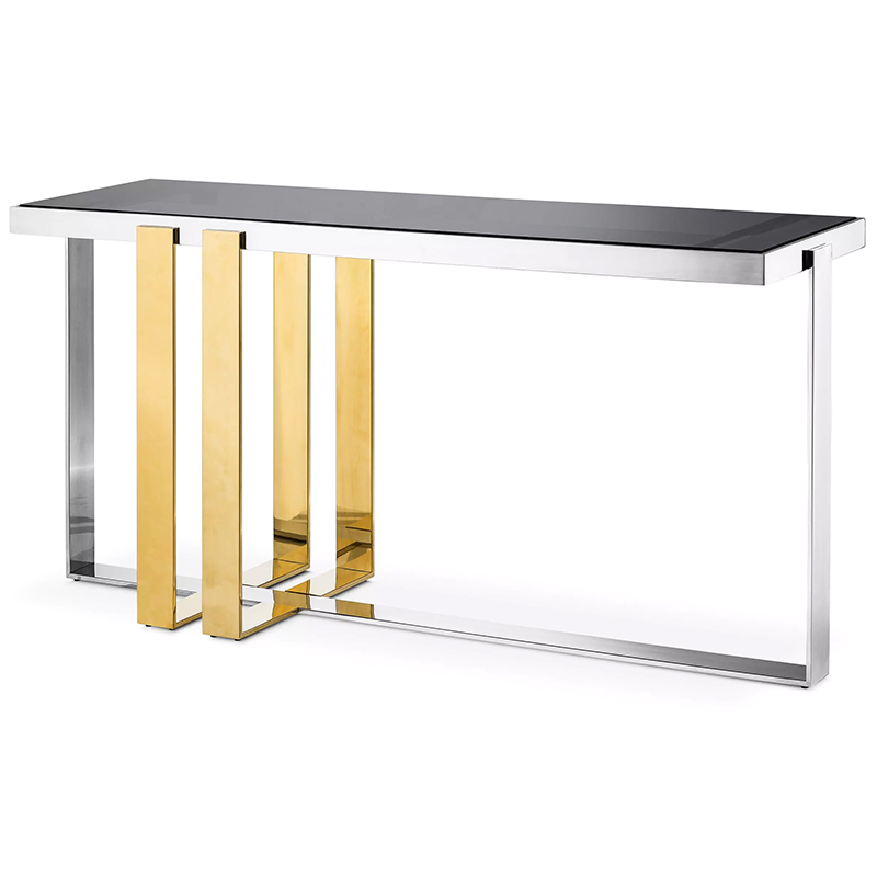 Консоль Eichholtz Console Table Belgo Золотой Серебряный Стекло Смок в Новосибирске | Loft Concept 