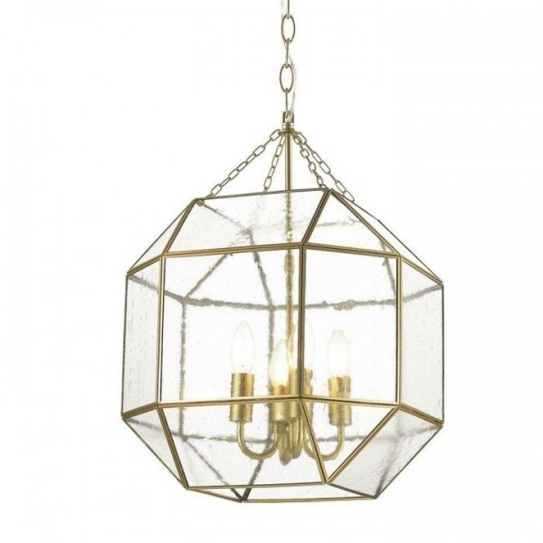 Подвесной светильник Glass & Metal Cage Pendant Gold 4 Глянцевое золото в Новосибирске | Loft Concept 