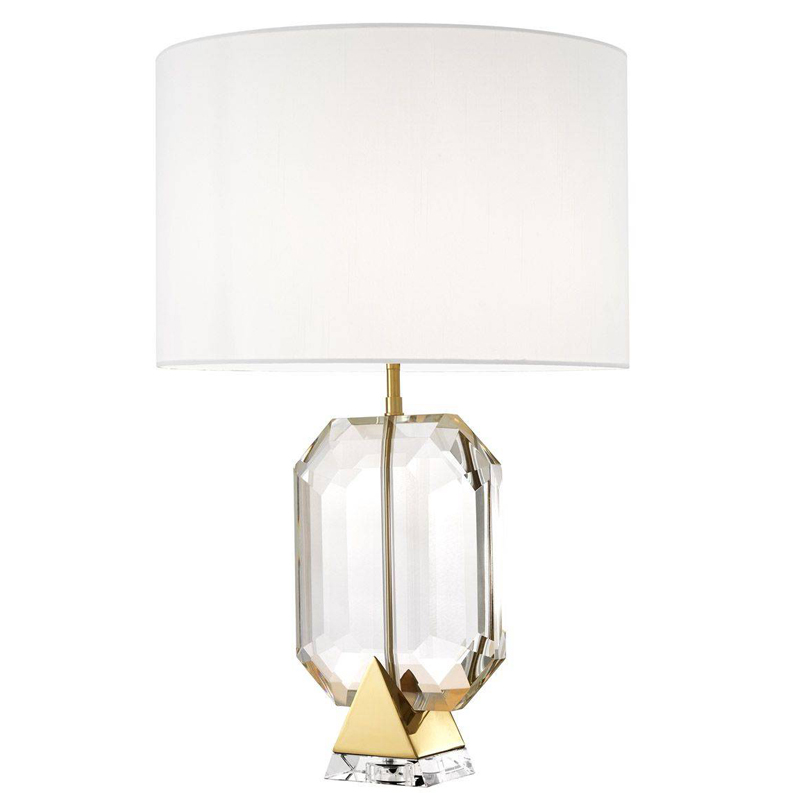 Настольная лампа Eichholtz Table Lamp Emerald Gold & white Белый Глянцевое золото Прозрачный в Новосибирске | Loft Concept 