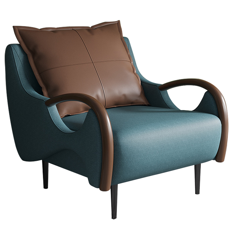 Кресло Oliwier Blue Armchair Синий Коричневый в Новосибирске | Loft Concept 