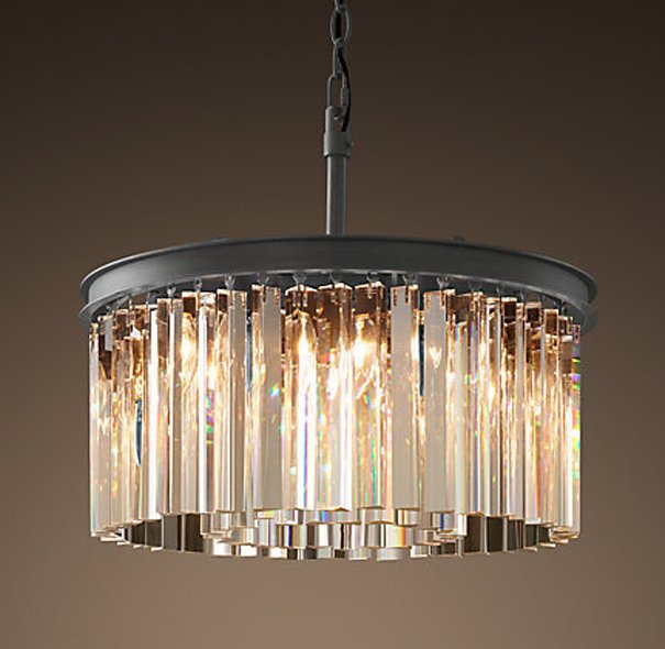 Люстра RH Rhys Clear Glass Prism Round Chandelier 40 Черный в Новосибирске | Loft Concept 